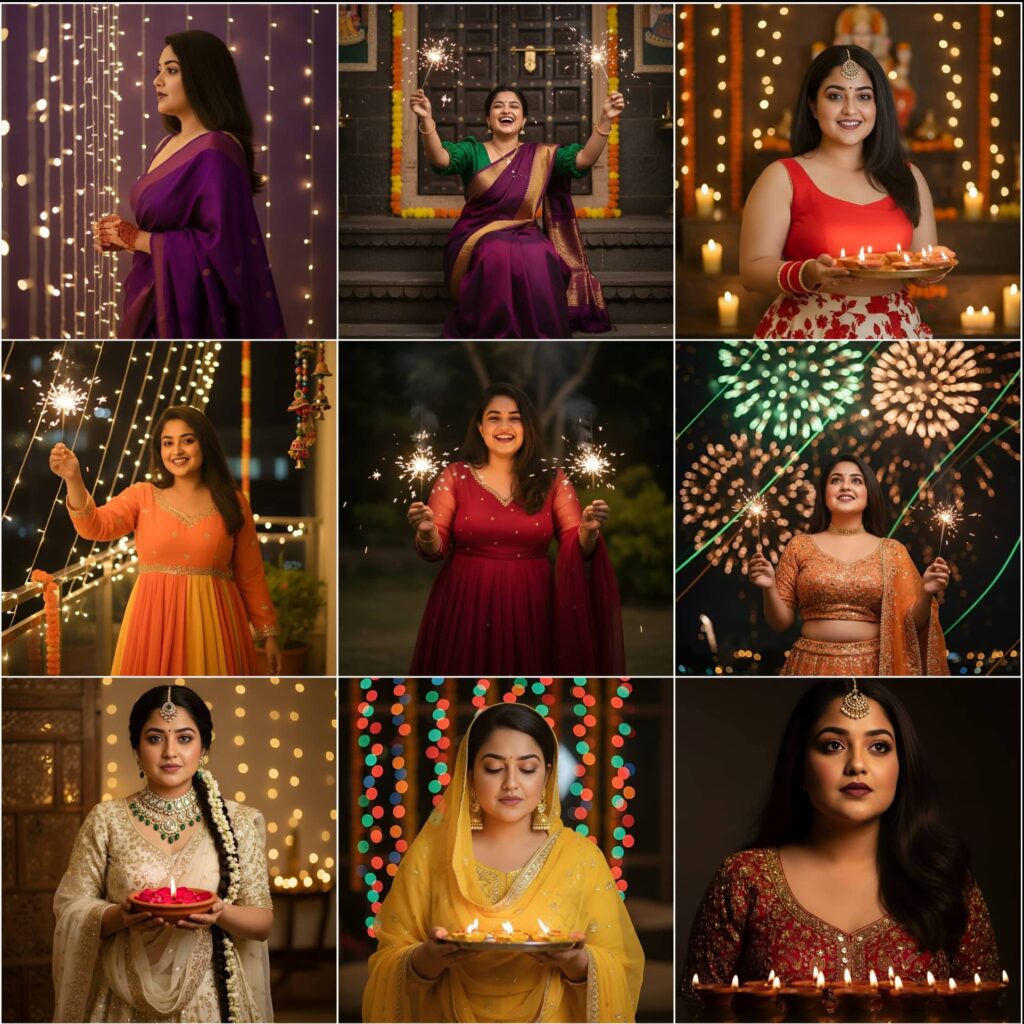 Diwali AI Photo Editing Prompts (Google Gemini 2025 Edition)- A complete, copy-paste-ready set of AI prompts for Diwali Instagram Reels, preserving your original face with photorealistic festive looks.