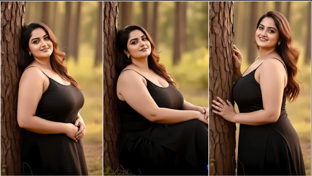 Create a romantic golden‑hour portrait with cinematic bokeh: Indian woman leaning against a tree, eyes closed, soft breeze, realistic skin tones—copy‑paste prompt inside.